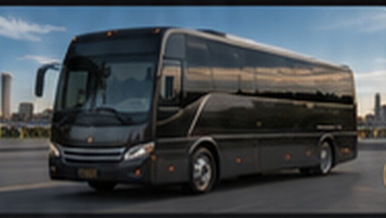 Large black motor coach