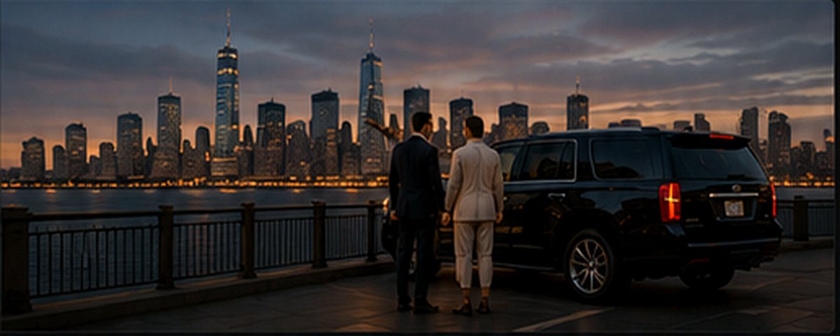Luxury SUV beside the waterfront skyline for private sightseeing service